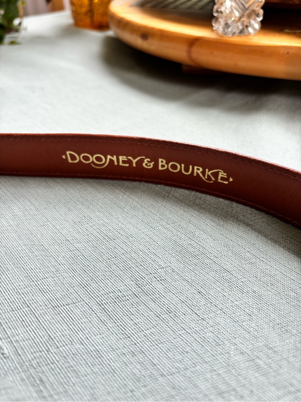NEW Vintage Dooney & Bourke Chestnut Leather Belt with Gold Hardware - Picture 2 of 8